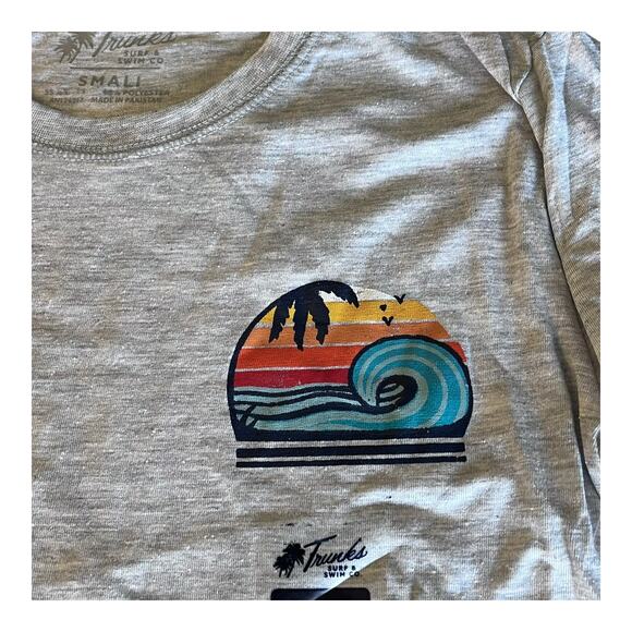 NEW Trunks Surf & Swim Long Sleeve TEE SM Men's Women's Gray 100% Cotton T Shirt - Picture 6 of 9